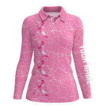 Load image into Gallery viewer, Breast Cancer Awareness golf shirts custom Women golf polo shirt, pink ribbon golf shirts NQS7711