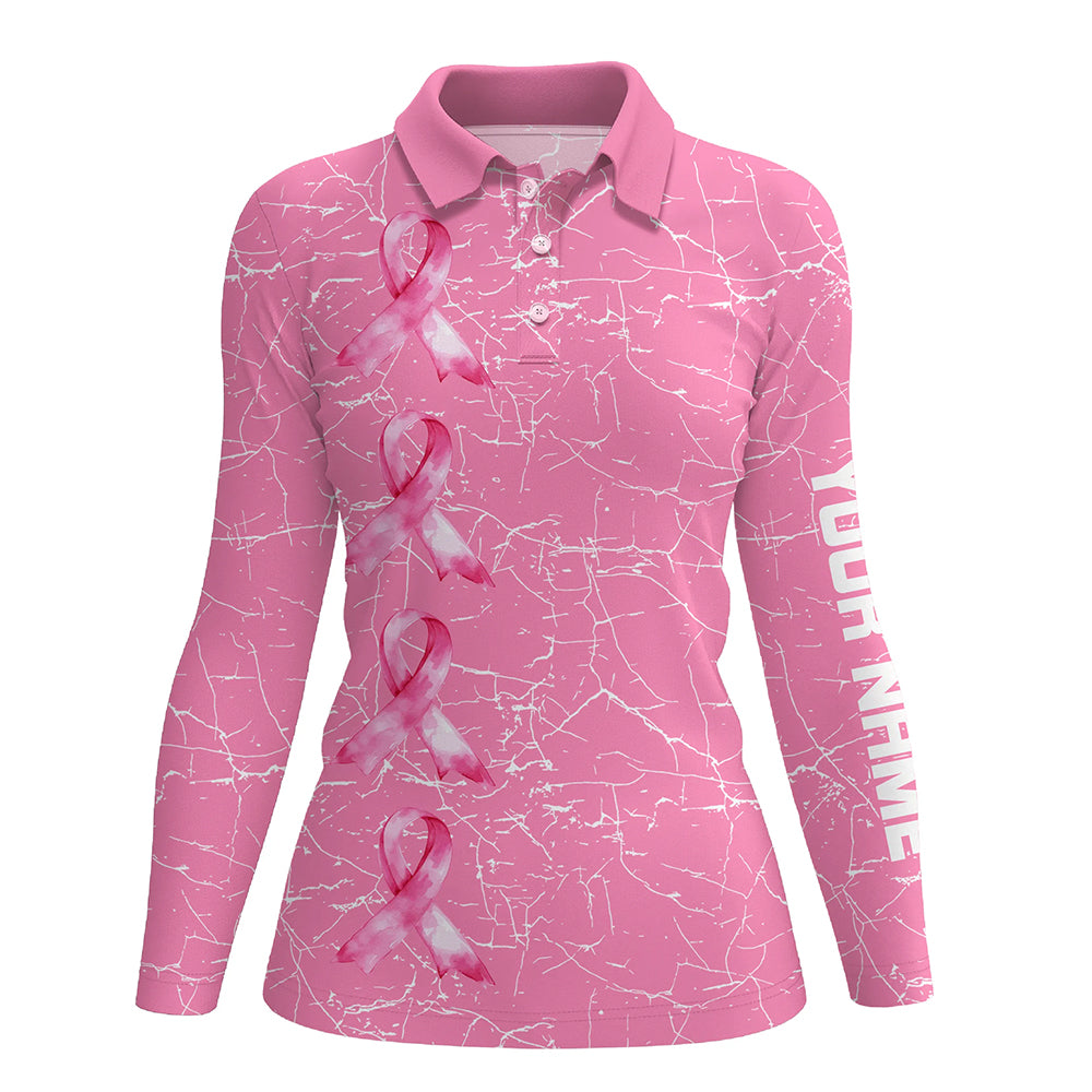 Breast Cancer Awareness golf shirts custom Women golf polo shirt, pink ribbon golf shirts NQS7711