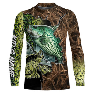 Crappie fishing camo Long Sleeve Fishing tournament shirts customize name NQS2148