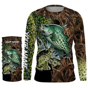 Crappie fishing camo Long Sleeve Fishing tournament shirts customize name NQS2148