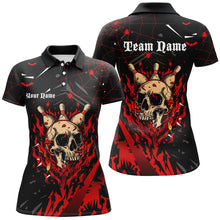 Load image into Gallery viewer, Black and Red Flame Bowling Skull Custom Halloween bowling Shirts for Women,Team Bowling jerseys NQS8155