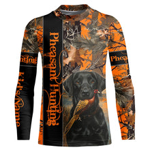 Load image into Gallery viewer, Pheasant Hunting with dog Labrador Retriever orange camo Custom name 3D All over print hunting shirt NQS2270