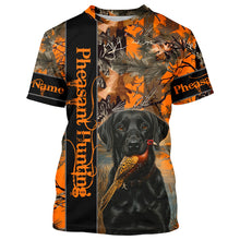 Load image into Gallery viewer, Pheasant Hunting with dog Labrador Retriever orange camo Custom name 3D All over print hunting shirt NQS2270