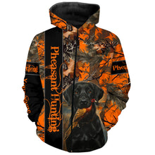 Load image into Gallery viewer, Pheasant Hunting with dog Labrador Retriever orange camo Custom name 3D All over print hunting shirt NQS2270