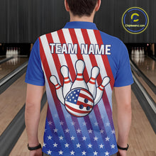 Load image into Gallery viewer, Red, White and Blue US Flag Bowling Shirts for Men Custom Patriotic Bowling Team Jerseys NQS11148
