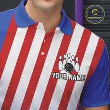 Load image into Gallery viewer, Red, White and Blue US Flag Bowling Shirts for Men Custom Patriotic Bowling Team Jerseys NQS11148