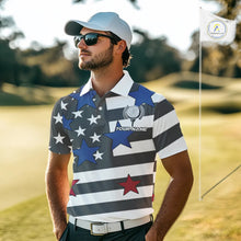 Load image into Gallery viewer, Gray and White American Flag Eagle Golf Polo shirt for Men Custom patriotic team golf outfit for men NQS9798