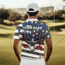 Load image into Gallery viewer, Gray and White American Flag Eagle Golf Polo shirt for Men Custom patriotic team golf outfit for men NQS9798