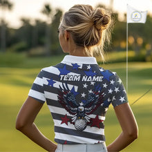Load image into Gallery viewer, Gray and White American Flag Eagle Golf Polo shirt for Women Custom patriotic team ladies golf outfit NQS9798