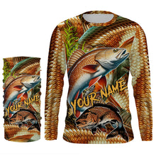 Load image into Gallery viewer, Personalized Redfish drum Fishing jerseys, redfish scales long sleeve fishing shirts uv protection NQS3687
