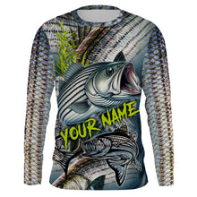 Load image into Gallery viewer, Personalized Striped Bass Fishing jerseys, striper scales long sleeve fishing shirts uv protection NQS3688