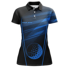 Load image into Gallery viewer, Black and Blue Pattern Golf ball custom Womens golf polo shirts, personalized golf gifts for ladies NQS8160