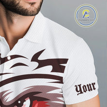 Load image into Gallery viewer, Mens golf polo shirts custom Red Eagle golf ball white golf tops, team golf attire for mens NQS10553