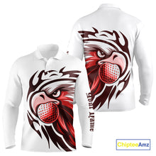 Load image into Gallery viewer, Mens golf polo shirts custom Red Eagle golf ball white golf tops, team golf attire for mens NQS10553