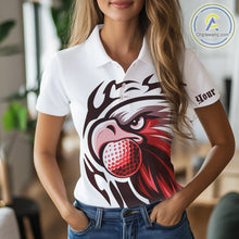 Load image into Gallery viewer, Womens golf polo shirts custom Red Eagle golf ball white golf tops, team golf attire for ladies NQS10553