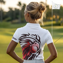 Load image into Gallery viewer, Womens golf polo shirts custom Red Eagle golf ball white golf tops, team golf attire for ladies NQS10553
