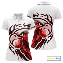 Load image into Gallery viewer, Womens golf polo shirts custom Red Eagle golf ball white golf tops, team golf attire for ladies NQS10553
