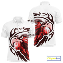 Load image into Gallery viewer, Mens golf polo shirts custom Red Eagle golf ball white golf tops, team golf attire for mens NQS10553