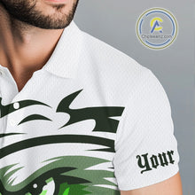 Load image into Gallery viewer, Mens golf polo shirts custom Green Eagle golf ball white golf tops, team golf attire for mens NQS10554