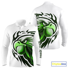 Load image into Gallery viewer, Mens golf polo shirts custom Green Eagle golf ball white golf tops, team golf attire for mens NQS10554