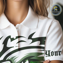 Load image into Gallery viewer, Womens golf polo shirts custom Green Eagle golf ball white golf tops, team golf attire for ladies NQS10554