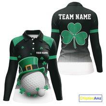 Load image into Gallery viewer, Green clover Golf Ball Women&#39;s polo golf shirts Custom St Patrick team golf top for ladies NQS10777