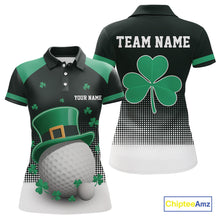 Load image into Gallery viewer, Green clover Golf Ball Women&#39;s polo golf shirts Custom St Patrick team golf top for ladies NQS10777