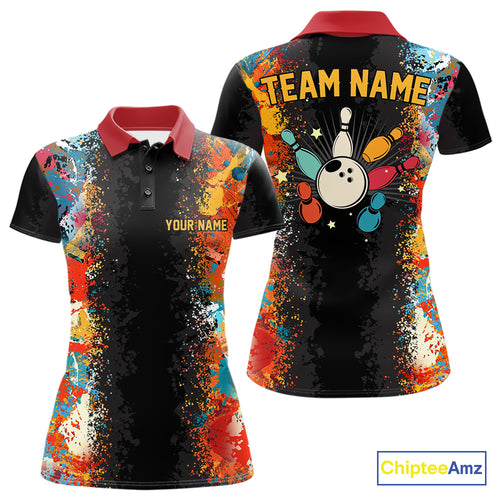 Colorful bowling jerseys Bowling Shirts for Women Custom Retro Bowling Team shirts for bowlers NQS10566