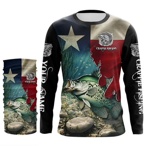 Crappie Fishing 3D Texas Flag Patriotic Customize name Texas Crappie Fishing Shirts NQS531