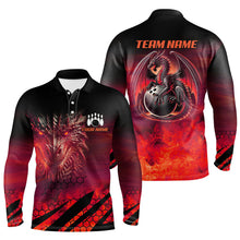 Load image into Gallery viewer, Black And Red Custom Dragon Flame Bowling Shirts For Men, Dragon Fire Bowling Team Shirts NQS8384