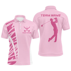 Pink matching golf polo shirts for couples custom pink couples golf outfits NQS8389