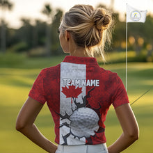 Load image into Gallery viewer, Vintage Canadian Flag broken golf ball Women Golf polo shirts Custom patriotic Golf attire For ladies NQS10050