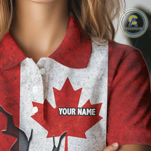 Load image into Gallery viewer, Vintage Canadian Flag broken golf ball Women Golf polo shirts Custom patriotic Golf attire For ladies NQS10050