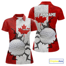 Load image into Gallery viewer, Vintage Canadian Flag broken golf ball Women Golf polo shirts Custom patriotic Golf attire For ladies NQS10050