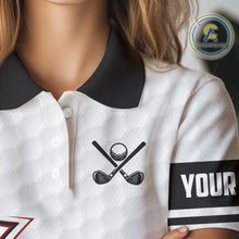 Load image into Gallery viewer, Red &amp; white golf ball short sleeve, long sleeve golf polo shirts custom name golf gifts for Women NQS10215