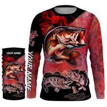 Load image into Gallery viewer, Bass Fishing UV protection customize name long sleeves fishing shirt | Red NQS661