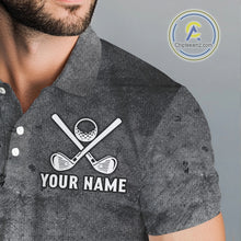 Load image into Gallery viewer, Gray Grunge Texas Flag Mens golf polo shirts Custom patriotic Golf attire for men NQS10580