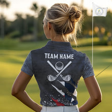Load image into Gallery viewer, Gray Grunge Texas Flag Womens golf polo shirts Custom patriotic Golf attire for ladies NQS10580