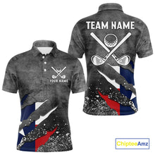 Load image into Gallery viewer, Gray Grunge Texas Flag Mens golf polo shirts Custom patriotic Golf attire for men NQS10580