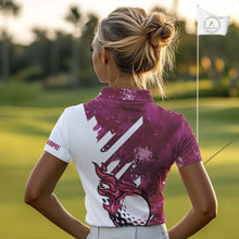 Load image into Gallery viewer, Pink and white golf ball flame Women golf polo shirts custom team golf shirts, ladies golf clothing NQS10977