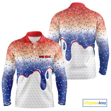 Load image into Gallery viewer, Red, white and blue dripping candy Mens Golf polo shirts Custom funny Golf attire For Mens NQS10058