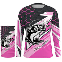 Load image into Gallery viewer, Largemouth Bass Fishing tattoo Customize UV protection long sleeves fishing shirts, Bass pink jerseys NQS5860