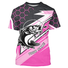 Load image into Gallery viewer, Largemouth Bass Fishing tattoo Customize UV protection long sleeves fishing shirts, Bass pink jerseys NQS5860