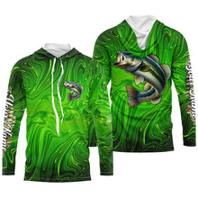 Load image into Gallery viewer, Bass fishing green camo customize name performance long sleeves Fishing shirts for men, women, kid NQS6061