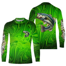 Load image into Gallery viewer, Bass fishing green camo customize name performance long sleeves Fishing shirts for men, women, kid NQS6061