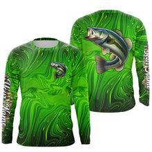 Load image into Gallery viewer, Bass fishing green camo customize name performance long sleeves Fishing shirts for men, women, kid NQS6061