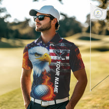 Load image into Gallery viewer, Smoke American Flag Eagle Fire and water Golf polo shirt for Men Custom patriotic Team Mens golf top NQS10354