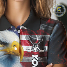 Load image into Gallery viewer, Smoke American Flag Eagle Fire and water Golf polo shirt for Women Custom patriotic Team golf top NQS10354