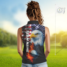 Load image into Gallery viewer, Smoke American Flag Eagle Fire and water Golf sleeveless polo shirt Custom patriotic Team golf top NQS10354