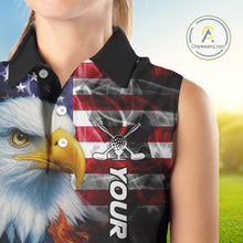 Load image into Gallery viewer, Smoke American Flag Eagle Fire and water Golf sleeveless polo shirt Custom patriotic Team golf top NQS10354